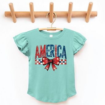The Juniper Shop Coquette America Checkered Flutter Sleeve Tee