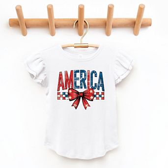 The Juniper Shop Coquette America Checkered Flutter Sleeve Tee