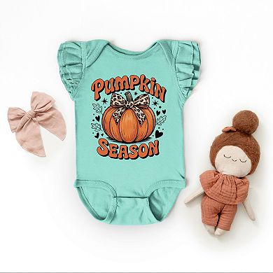 The Juniper Shop Coquette Pumpkin Season Leopard Flutter Sleeve Bodysuit