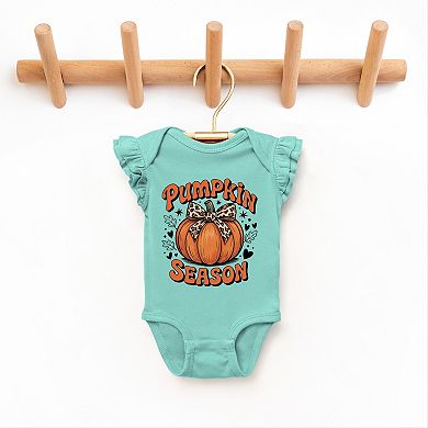 The Juniper Shop Coquette Pumpkin Season Leopard Flutter Sleeve Bodysuit