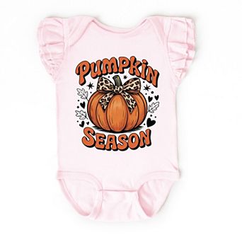 The Juniper Shop Coquette Pumpkin Season Leopard Flutter Sleeve Bodysuit