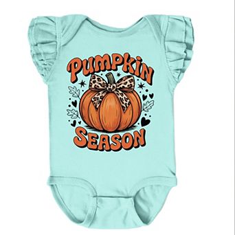 The Juniper Shop Coquette Pumpkin Season Leopard Flutter Sleeve Bodysuit