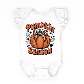 The Juniper Shop Coquette Pumpkin Season Leopard Flutter Sleeve Bodysuit
