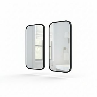 2-Pack 24x36 Inch Black Bathroom Mirror, Metal Frame Over-Sink Wall Mirror Modern Farmhouse Style