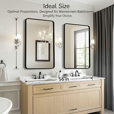 2-Pack 24x36 Inch Black Bathroom Mirror, Metal Frame Over-Sink Wall Mirror Modern Farmhouse Style