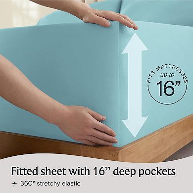 Cooling Aqua Bed Sheets: Twin XL 3-Piece Set with Deep Pockets. Wrinkle-Free & Ultra-Soft Feel