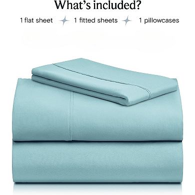 Cooling Aqua Bed Sheets: Twin XL 3-Piece Set with Deep Pockets. Wrinkle-Free & Ultra-Soft Feel