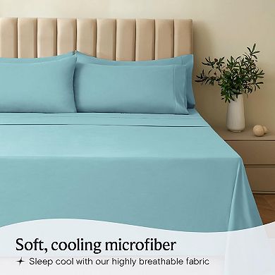 Cooling Aqua Bed Sheets: Twin XL 3-Piece Set with Deep Pockets. Wrinkle-Free & Ultra-Soft Feel