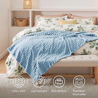 Great Ambitions Blue Fleece Blanket for Couch Cozy Soft Blankets,Spring Decorations for Home