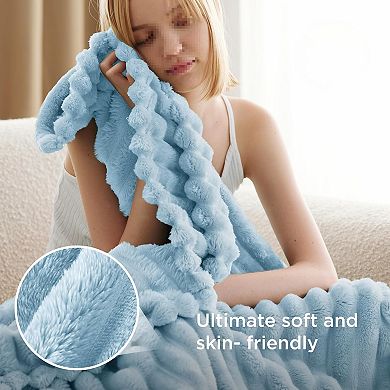 Great Ambitions Blue Fleece Blanket for Couch Cozy Soft Blankets,Spring Decorations for Home