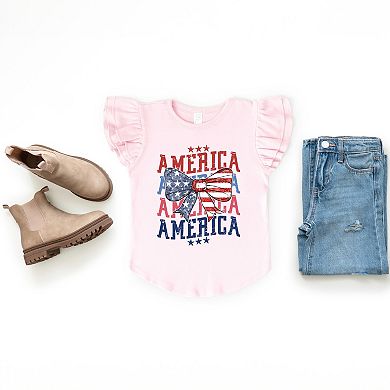 The Juniper Shop America Wave Stacked Coquette Flutter Sleeve Tee
