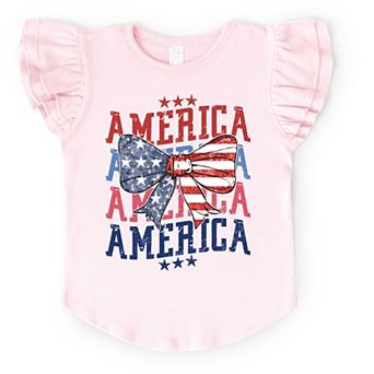 The Juniper Shop America Wave Stacked Coquette Flutter Sleeve Tee
