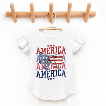 The Juniper Shop America Wave Stacked Coquette Flutter Sleeve Tee