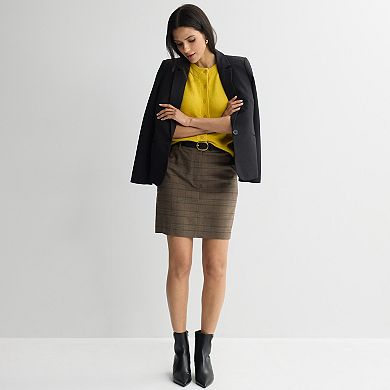 Women's Nine West Plaid Belted Mini Skirt