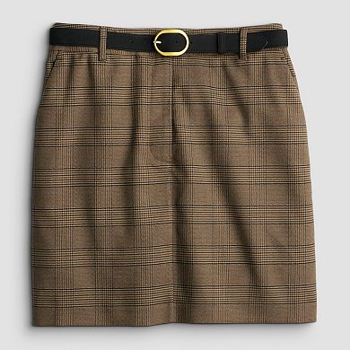 Women's Nine West Plaid Belted Mini Skirt