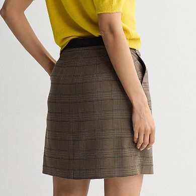 Women's Nine West Plaid Belted Mini Skirt