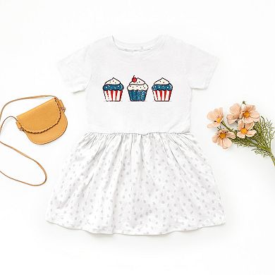 The Juniper Shop Patriotic Cupcakes Toddler Dress