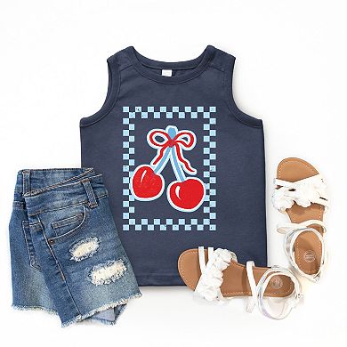 The Juniper Shop Patriotic Cherries Checkered Youth Tank Top