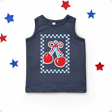 The Juniper Shop Patriotic Cherries Checkered Youth Tank Top