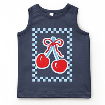 The Juniper Shop Patriotic Cherries Checkered Youth Tank Top