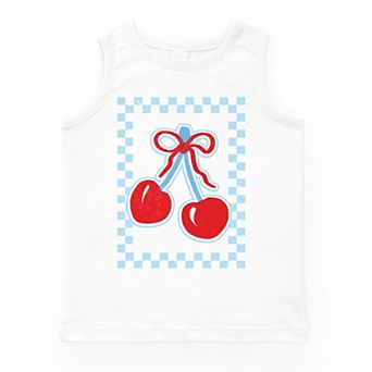 The Juniper Shop Patriotic Cherries Checkered Youth Tank Top