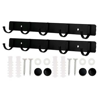2 pc Coat Rack Wall Mount, Coat Hooks Wall Mount, Wall Hooks for Hanging, Hat Rack w 5 Hooks