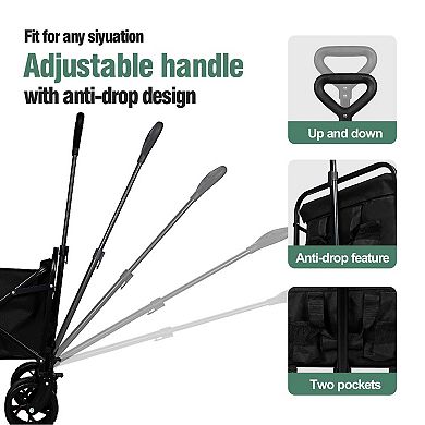 100L Collapsible Folding Beach Wagon Cart with 220Lbs Large Capacity