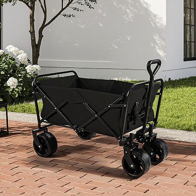 100L Collapsible Folding Beach Wagon Cart with 220Lbs Large Capacity