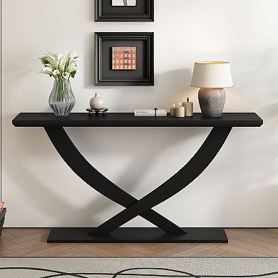 Whisen Modern Rustic Console Table with Cross-Leg Design