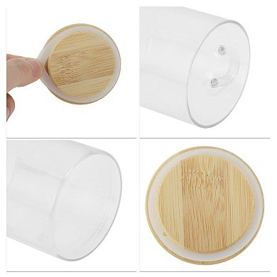 10.58oz with Lid Decorative Jars 4.72" Height Wood Color Clear 1 Pc