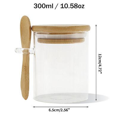 10.58oz with Lid Decorative Jars 4.72" Height Wood Color Clear 1 Pc