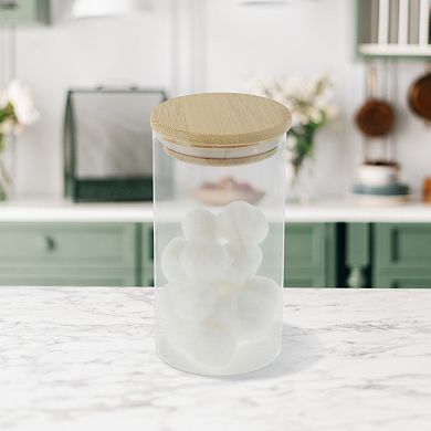 10.58oz with Lid Decorative Jars 4.72" Height Wood Color Clear 1 Pc