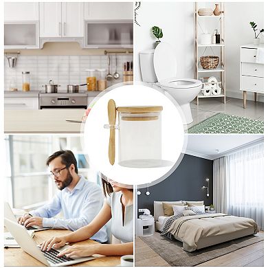 7.05oz with Lid & Spoon Decorative Jars 3.15" Height Wood Color Clear 1 Set