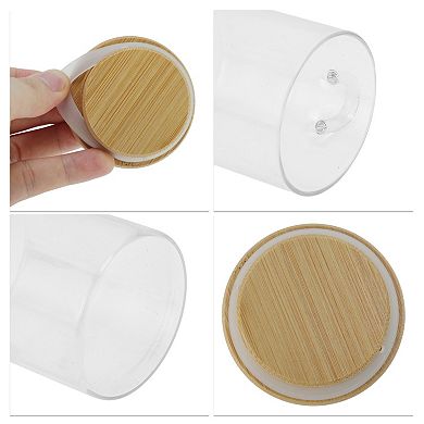 7.05oz with Lid & Spoon Decorative Jars 3.15" Height Wood Color Clear 1 Set