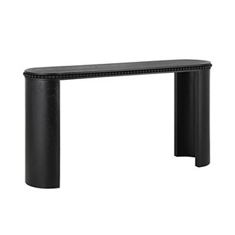 Whisen Vintage Console Table with Beaded Trim, Reversible Curved Legs and Wood Veneer Finish