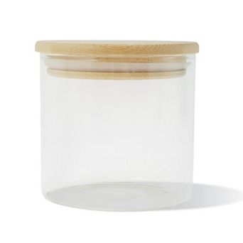 12.35oz with Lid Decorative Jars 3.15" Height Wood Color Clear 1 pc