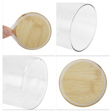 12.35oz with Lid Decorative Jars 3.15" Height Wood Color Clear 1 Pc