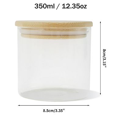 12.35oz with Lid Decorative Jars 3.15" Height Wood Color Clear 1 Pc