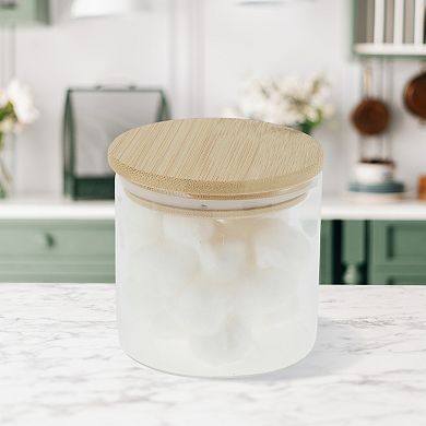 12.35oz with Lid Decorative Jars 3.15" Height Wood Color Clear 1 Pc