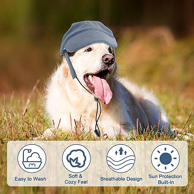 Adjustable Dog Hat for Sun Protection with Ear Holes 1Pc