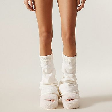 Women's Ribbed Knit Leg Warmers Slouchy Pull-On Boot Cover Winter Fashion Accessory