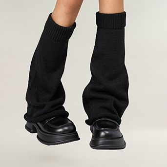 Women's Ribbed Knit Leg Warmers Slouchy Pull-On Boot Cover Winter Fashion Accessory