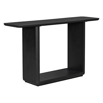 Whisen Minimalist Console Table with Curved Corners, Natural Wood Veneer, U-Base Design