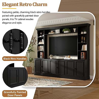 4-Piece Wall Unit Entertainment Center TV Stand with Bookshelf