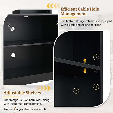 4-Piece Wall Unit Entertainment Center TV Stand with Bookshelf