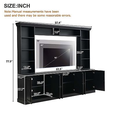4-Piece Wall Unit Entertainment Center TV Stand with Bookshelf