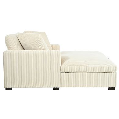 Whisen Classic Oversized Chaise, Lounge Chair with 2 Pillows, Durable Frame with Solid Wood Legs