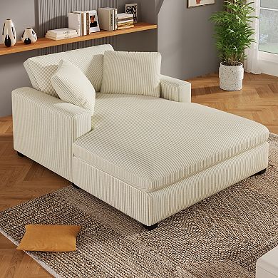 Whisen Classic Oversized Chaise, Lounge Chair with 2 Pillows, Durable Frame with Solid Wood Legs