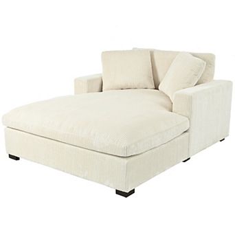 Whisen Classic Oversized Chaise, Lounge Chair with 2 Pillows, Durable Frame with Solid Wood Legs