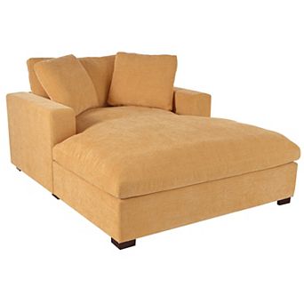 Whisen Classic Oversized Chaise, Lounge Chair with 2 Pillows, Durable Frame with Solid Wood Legs